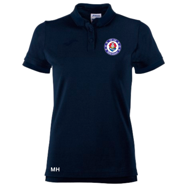 Damen Polo blau mit Logo und Initialen
