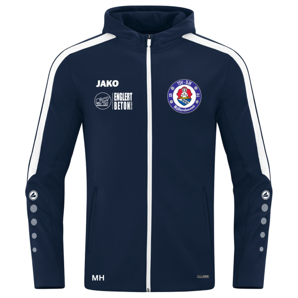 Kapuzenjacke blau mit Logo und Initialen
