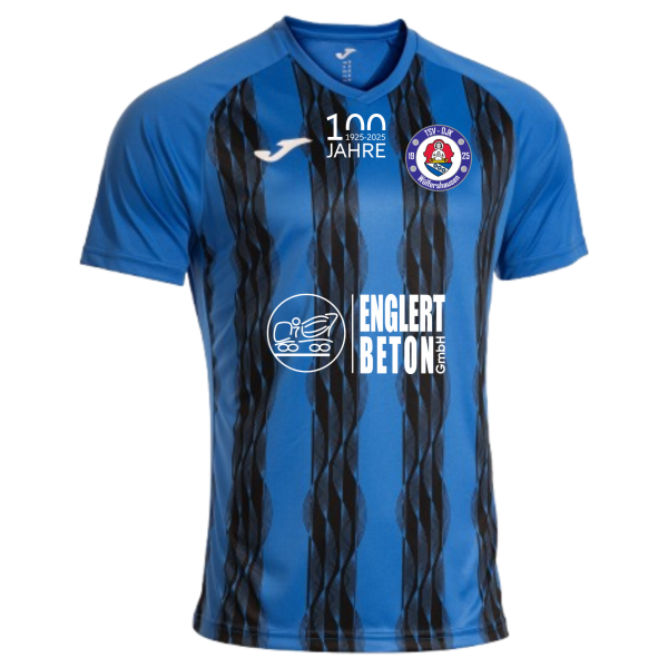 100 Jahre Trikot Blau/Schwarz mit Logos