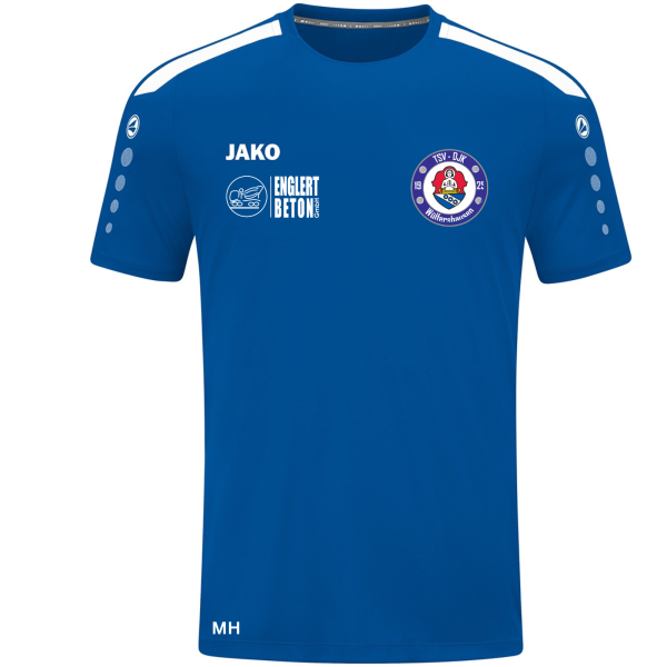 Trikot blau mit Logo und Initialen